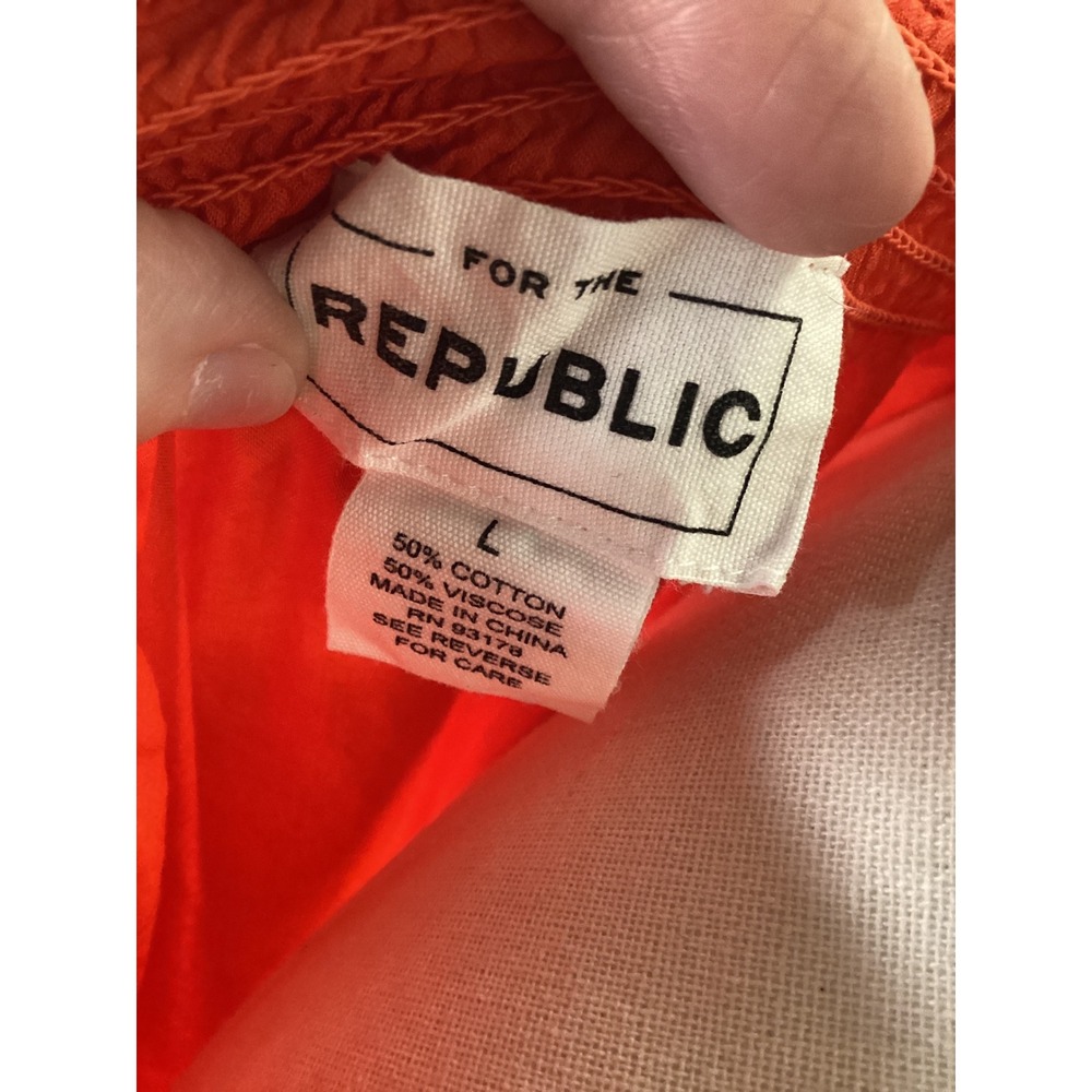 For The Republic Orange Embroidered Off Shoulder Flutter Sleeve Blouse Large - Picture 5 of 6